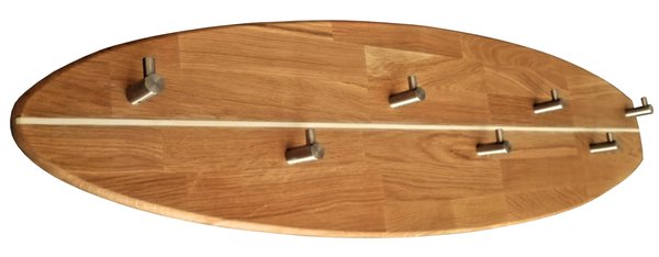 Garderobe Surfboard Massivholz Edelstahl/Eiche
